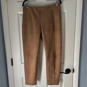 T Tahari Brown Faux Leather Sueded Pull-On Pants